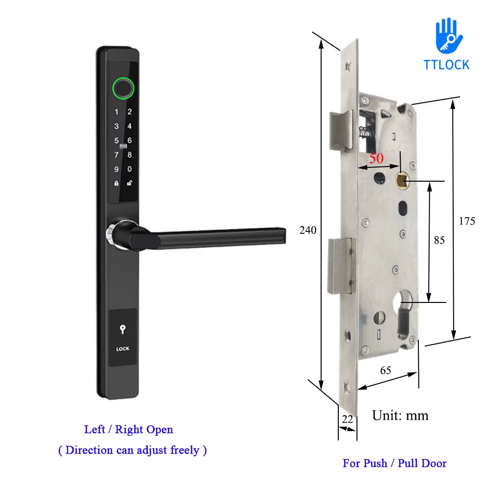 Waterproof Smart Lock – Fingerprint, Password & Card Access for Sliding Doors