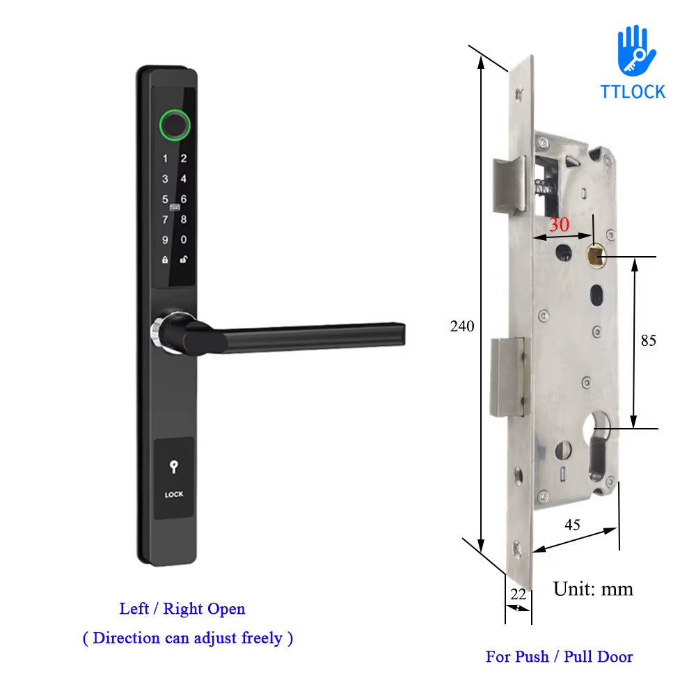 Waterproof Smart Lock – Fingerprint, Password & Card Access for Sliding Doors