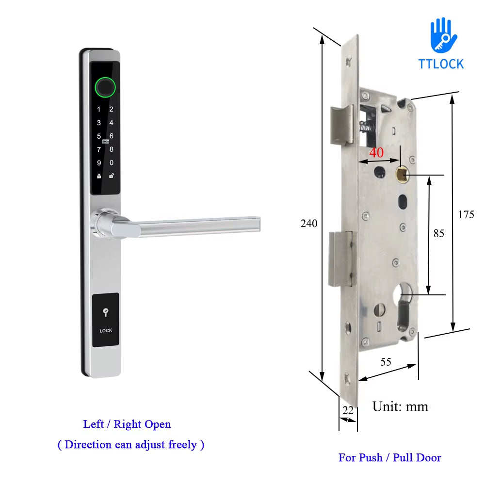 Waterproof Smart Lock – Fingerprint, Password & Card Access for Sliding Doors