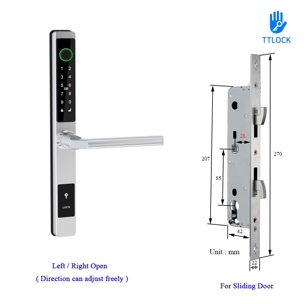 Waterproof Smart Lock – Fingerprint, Password & Card Access for Sliding Doors