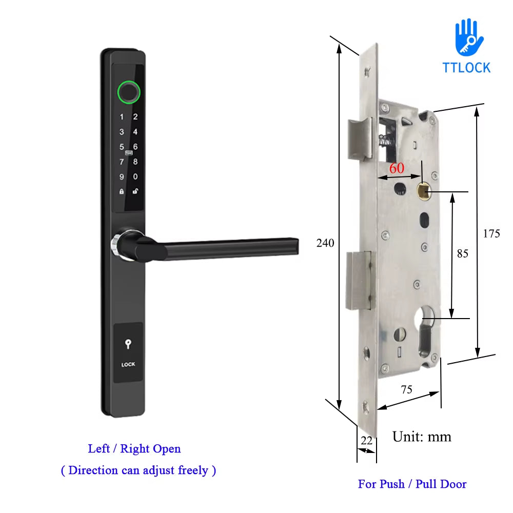 Waterproof Smart Lock – Fingerprint, Password & Card Access for Sliding Doors