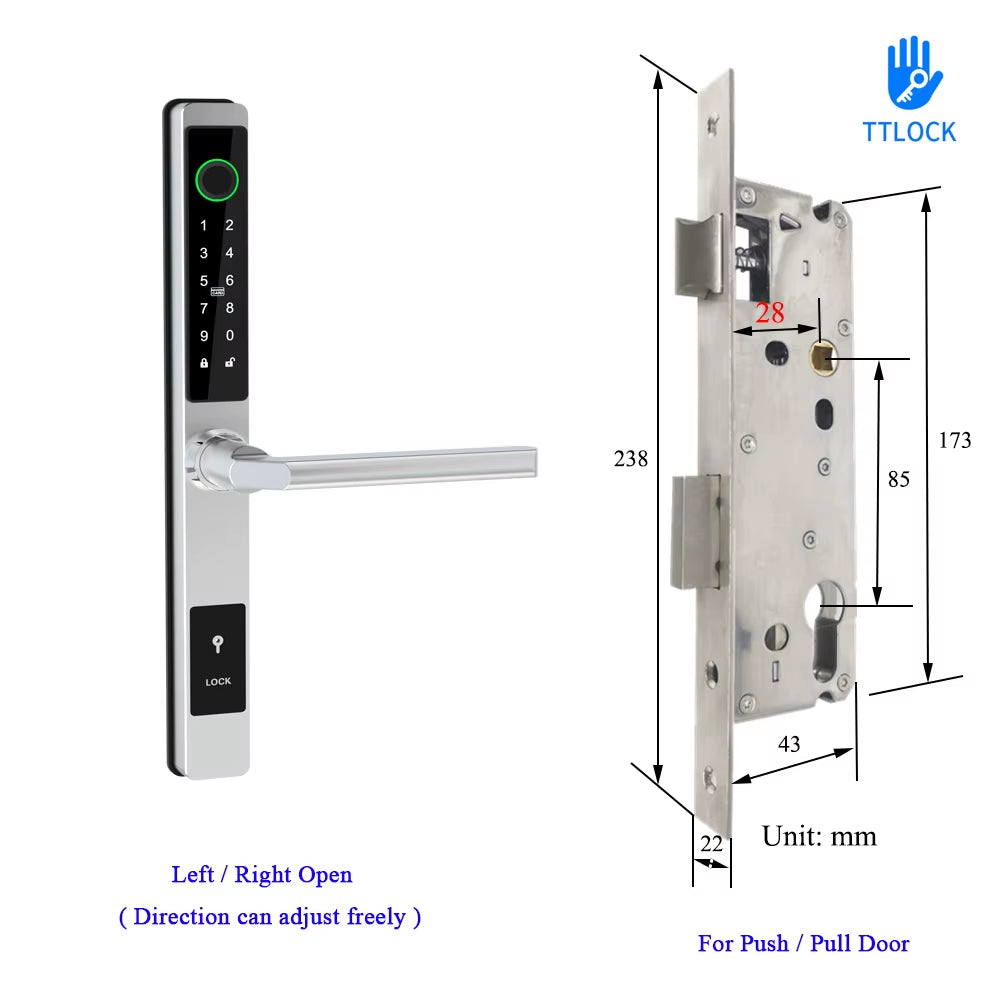 Waterproof Smart Lock – Fingerprint, Password & Card Access for Sliding Doors