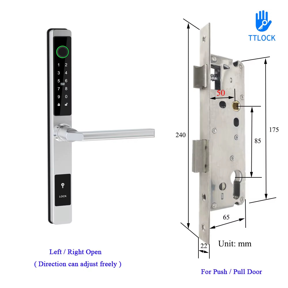 Waterproof Smart Lock – Fingerprint, Password & Card Access for Sliding Doors