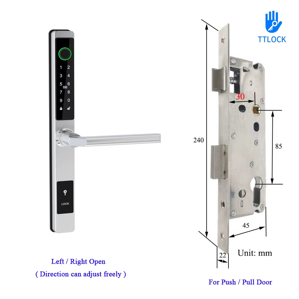 Waterproof Smart Lock – Fingerprint, Password & Card Access for Sliding Doors