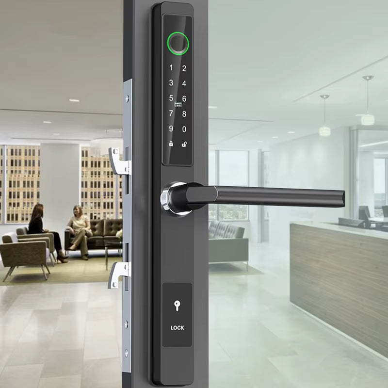 Waterproof Smart Lock – Fingerprint, Password & Card Access for Sliding Doors