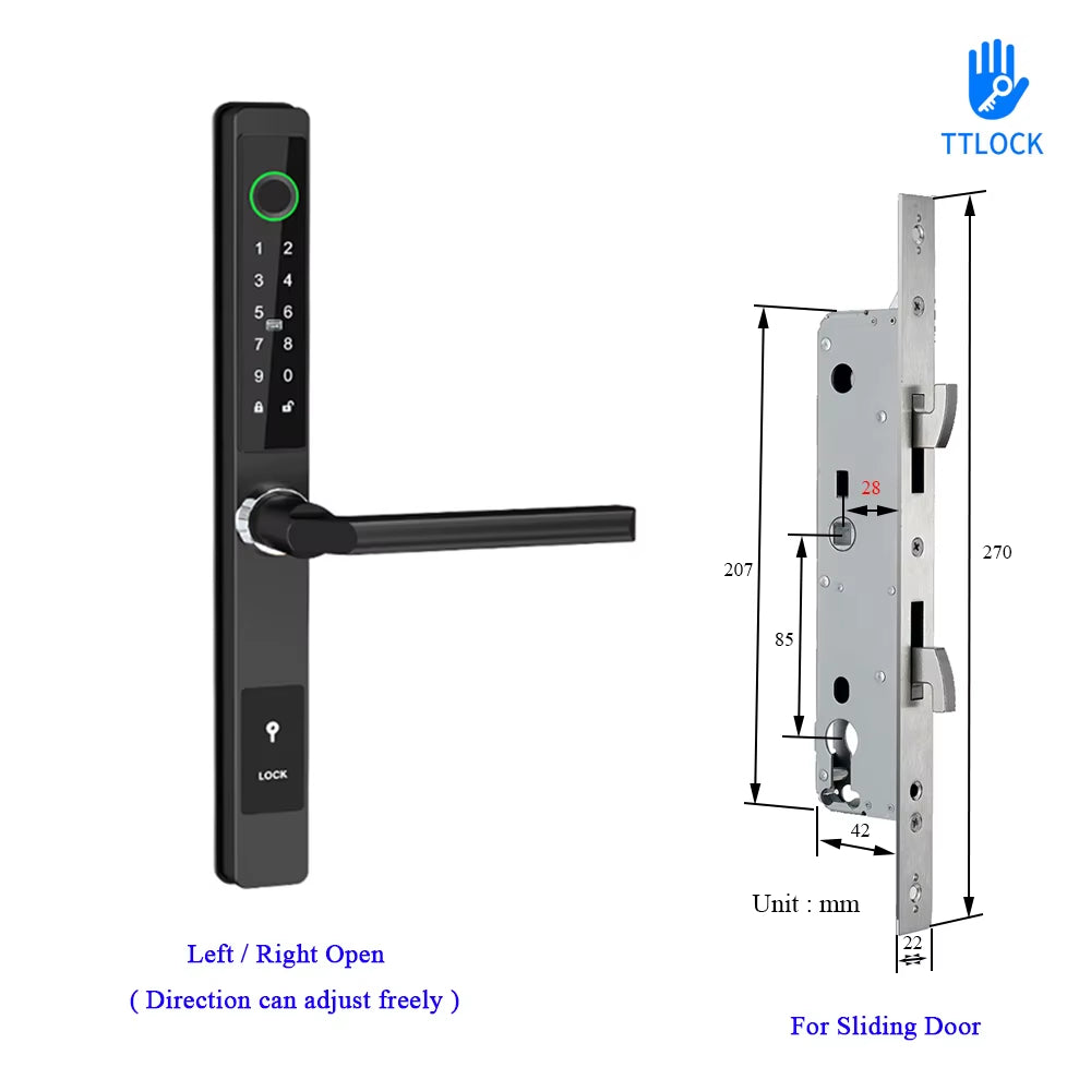 Waterproof Smart Lock – Fingerprint, Password & Card Access for Sliding Doors