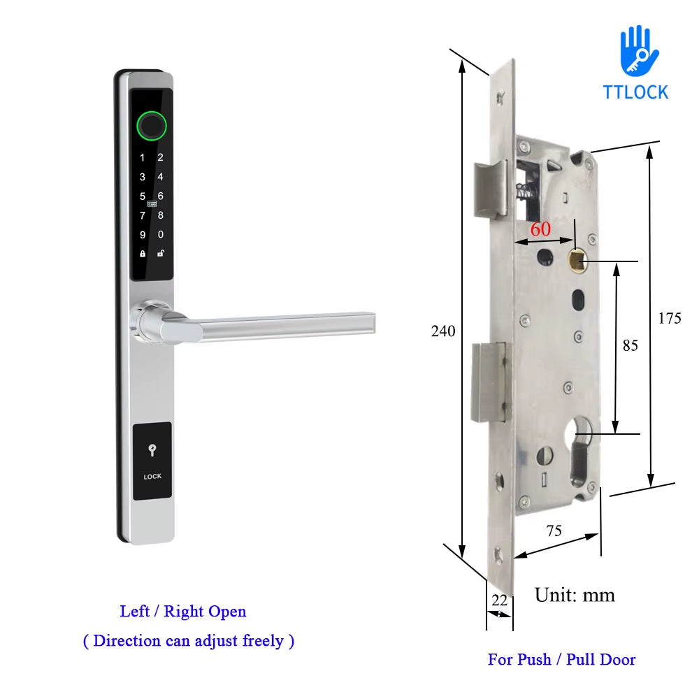 Waterproof Smart Lock – Fingerprint, Password & Card Access for Sliding Doors