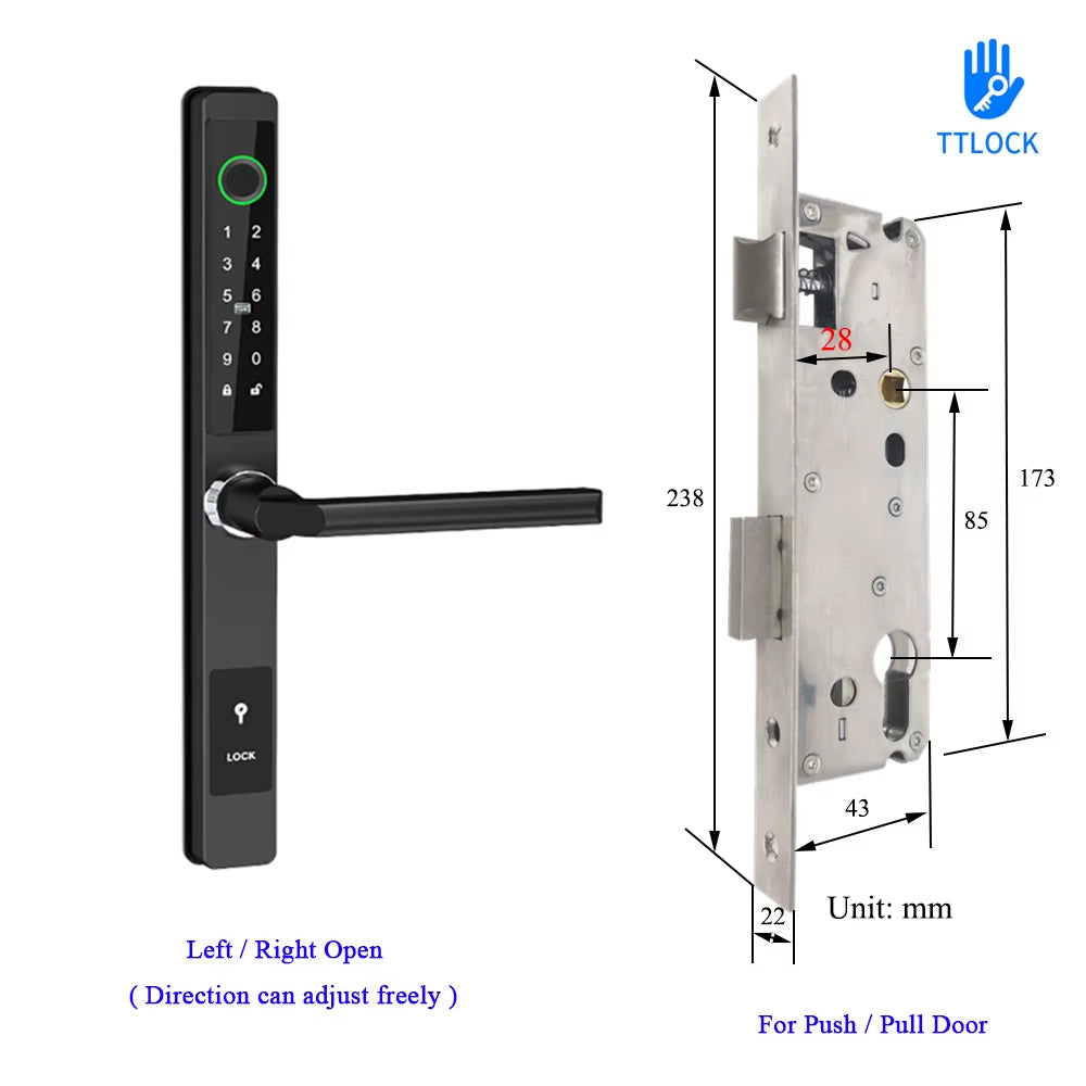 Waterproof Smart Lock – Fingerprint, Password & Card Access for Sliding Doors