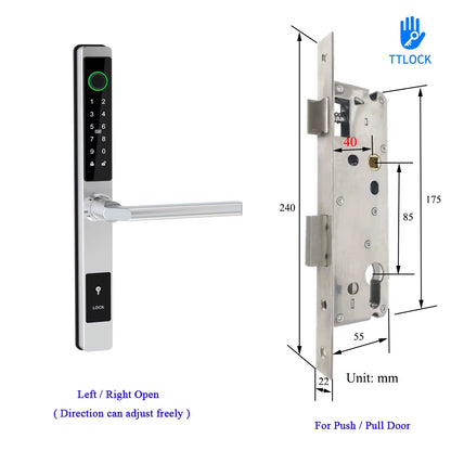 Waterproof Smart Lock – Fingerprint, Password & Card Access for Sliding Doors
