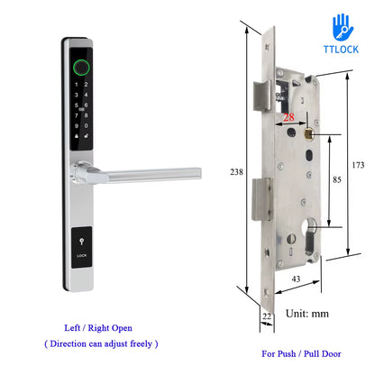 Waterproof Smart Lock – Fingerprint, Password & Card Access for Sliding Doors